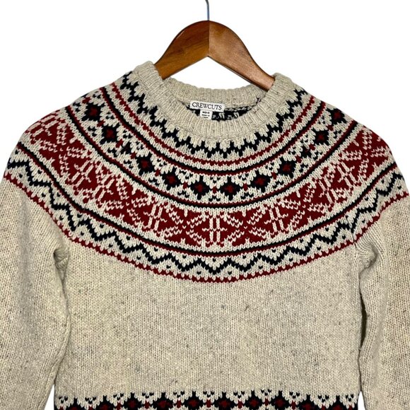 J.Crew Fair Isle Speckled Chunky Sweater Wool Preppy Christmas Kids 8 Medium - Picture 2 of 9